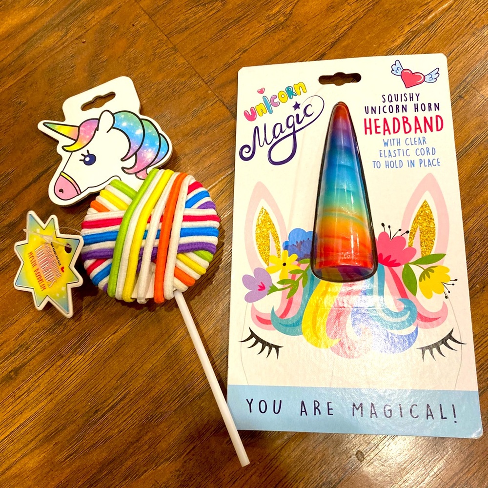 Unicorn Magic Headband & Hair Ties Rainbow NEW box